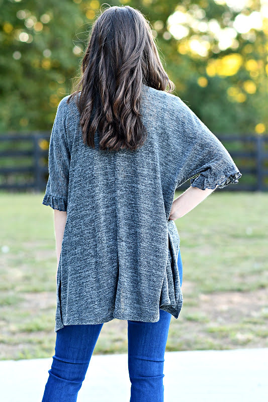 Hacci Open Cardigan in Charcoal