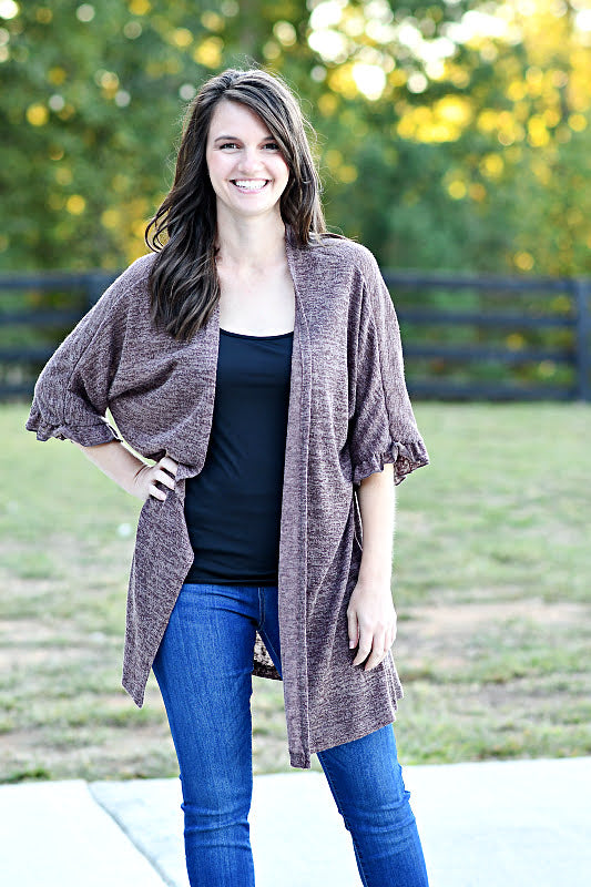 Hacci Open Cardigan in Brown