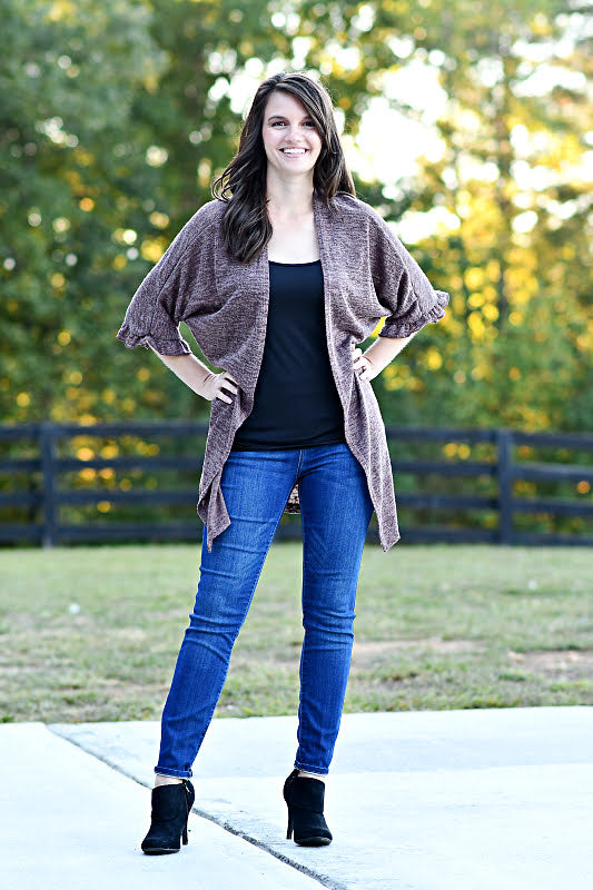 Hacci Open Cardigan in Brown