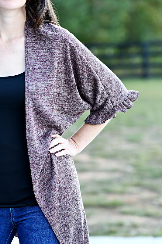 Hacci Open Cardigan in Brown