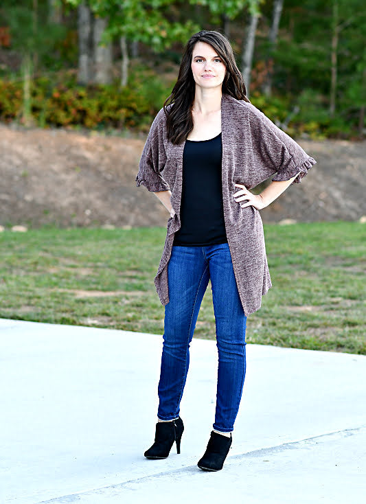 Hacci Open Cardigan in Brown