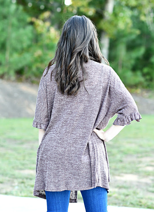 Hacci Open Cardigan in Brown