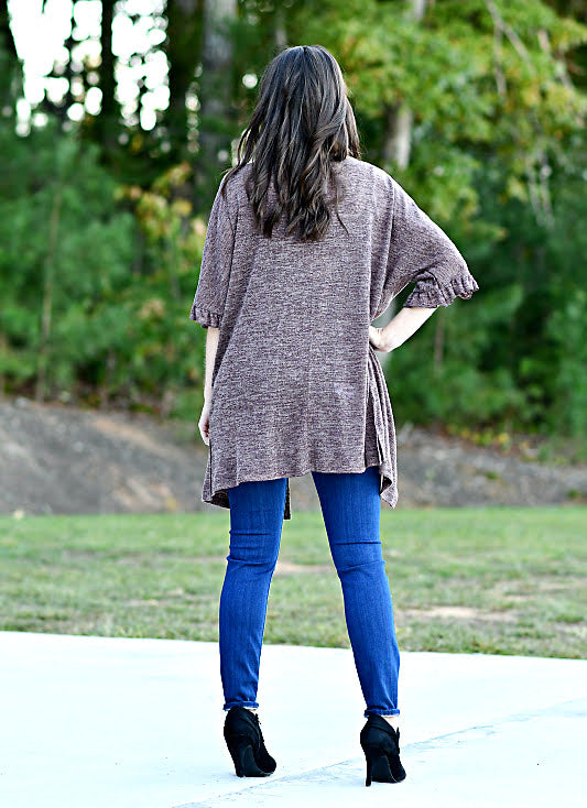 Hacci Open Cardigan in Brown