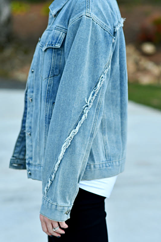 Button Down Jean Jacket in Medium Denim