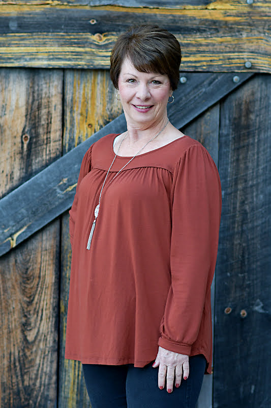 Long Sleeve Flowy Top in Gingerbread