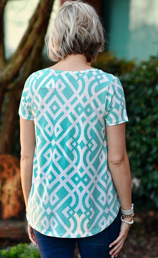 V-Neck Short Sleeve Top in Mint