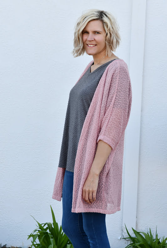 Popcorn Knit Open Front Cardigan in Rose – Sweet Sassafras Boutique