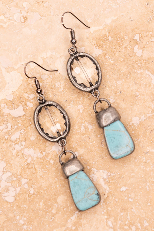 Fish Hook dangle earrings in Jade