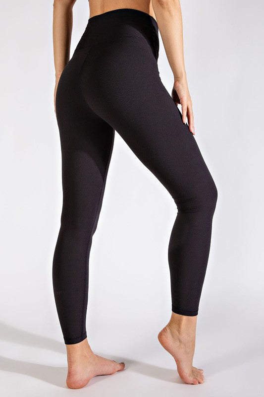 V-Waist Full Length Leggings in Black