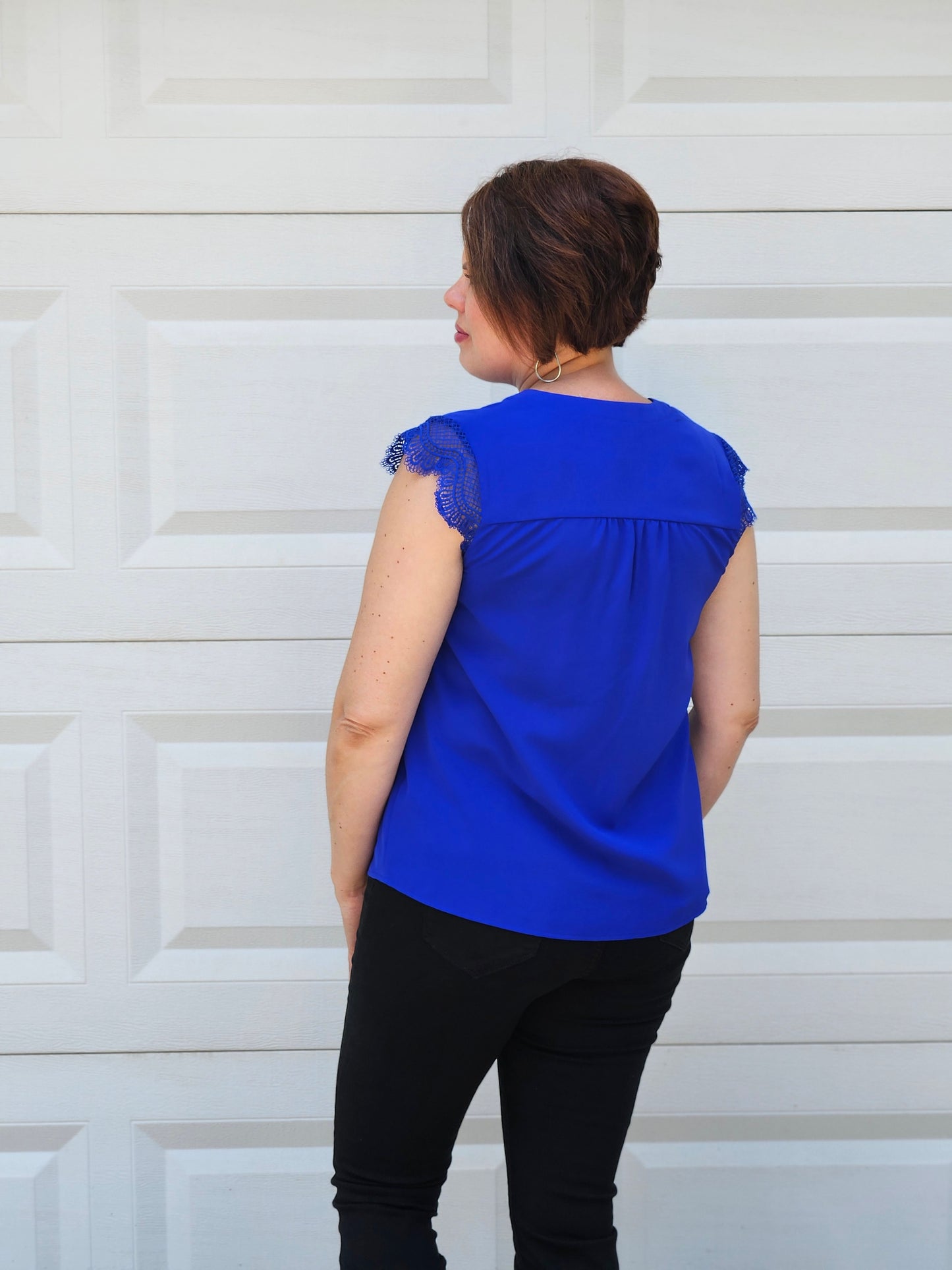 Mini Lace Cap Sleeve Top in Royal Blue