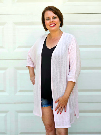 Ribbed Lightweight Cardigan in Lilac