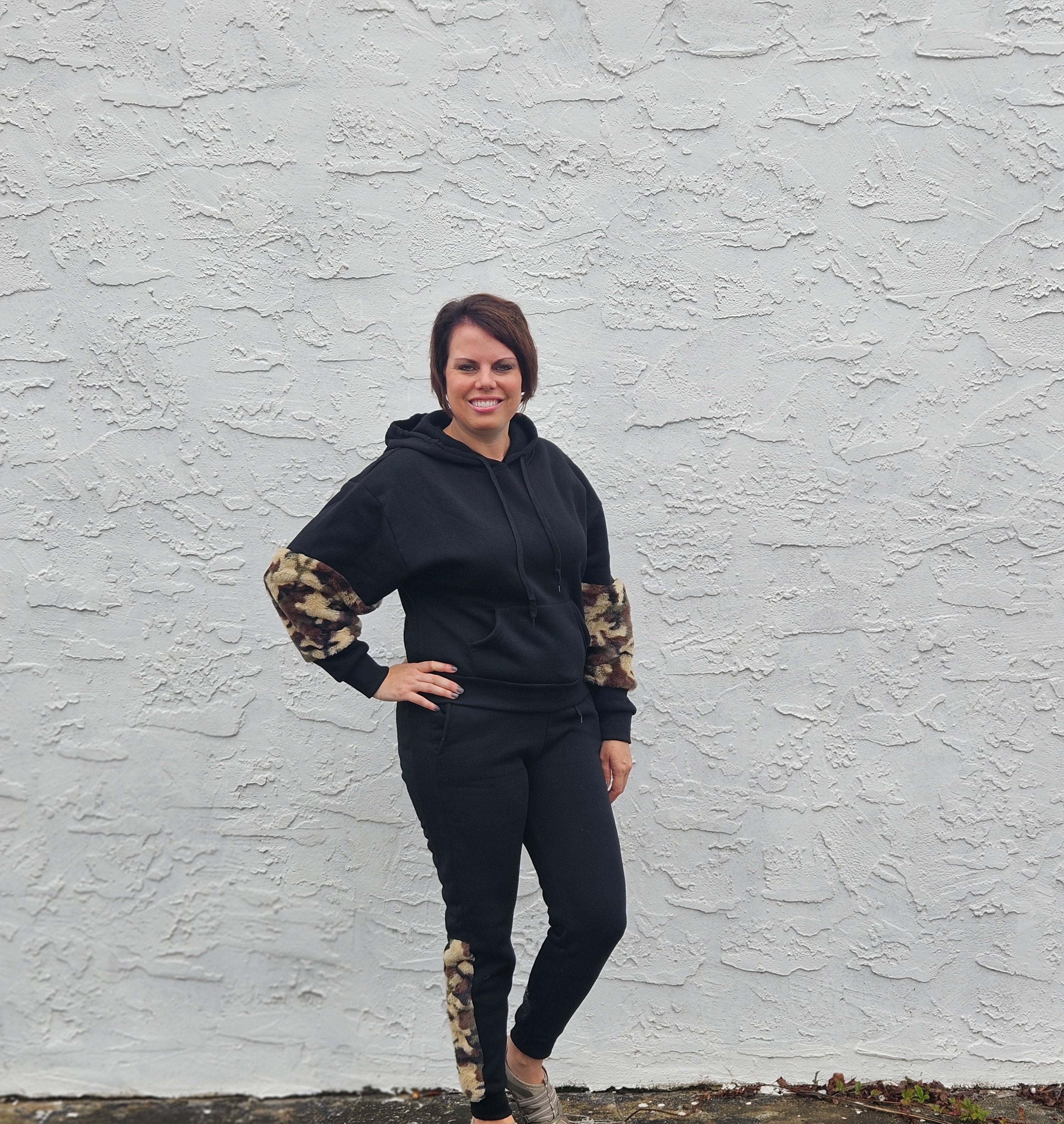 Loungewear Hoodie Camo Set in in Black Sweet Sassafras Boutique