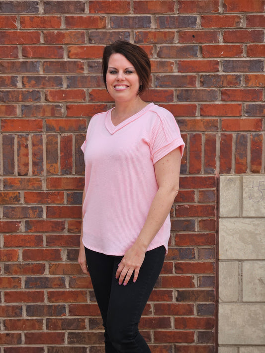 Urban Ribbed Top in Pink