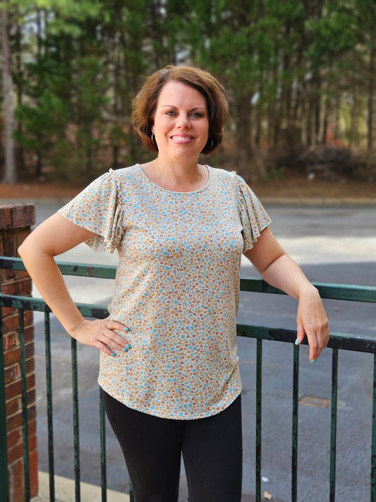 Paisley Floral Top in Sage