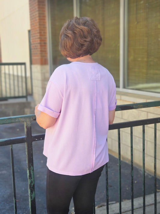 Lightweight Thermal Dolman Sleeved Top in Lilac