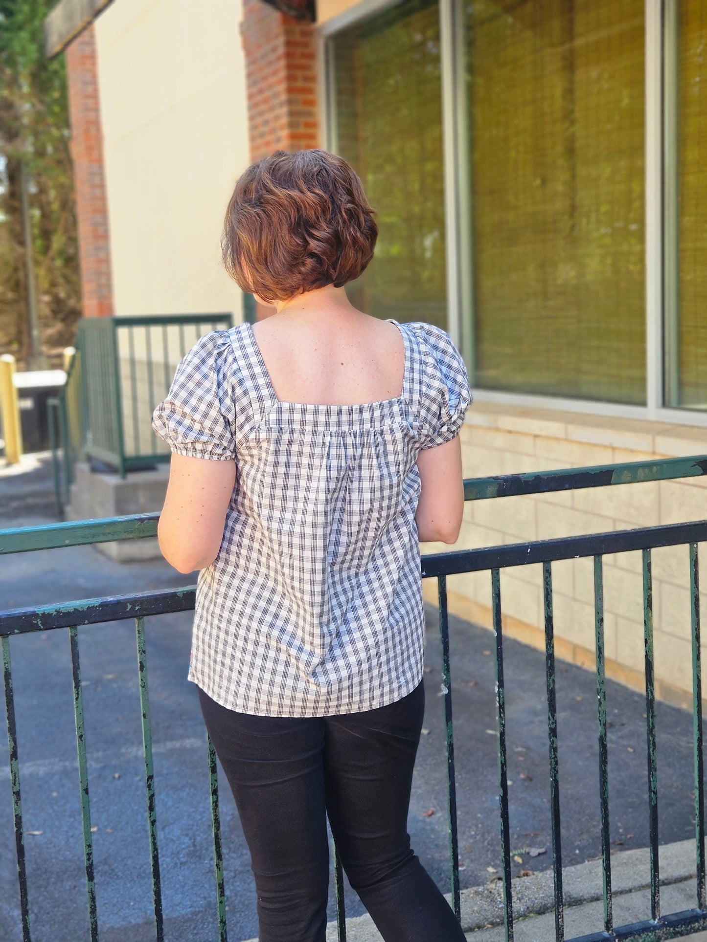 Gingham Top in Charcoal