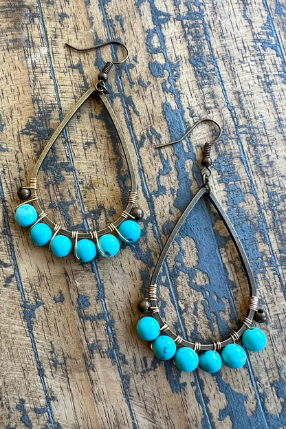 Teardrop Beaded Earrings in Turquoise