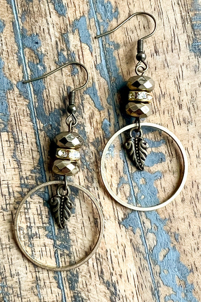 Fish Hook Feather Earrings in Gold