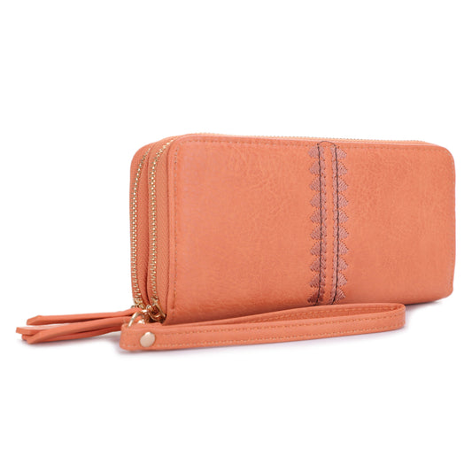 Double Zipper Wallet in Apricot