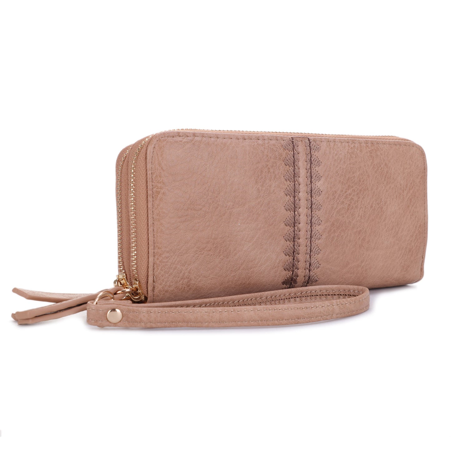 Double Zipper Wallet in Natural