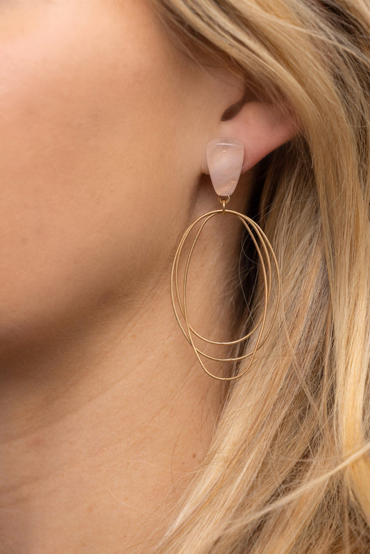 Stone 3 Layer Earrings in Blush