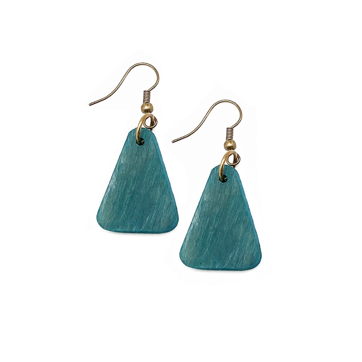 Rounded Triangle Earrings in Teal