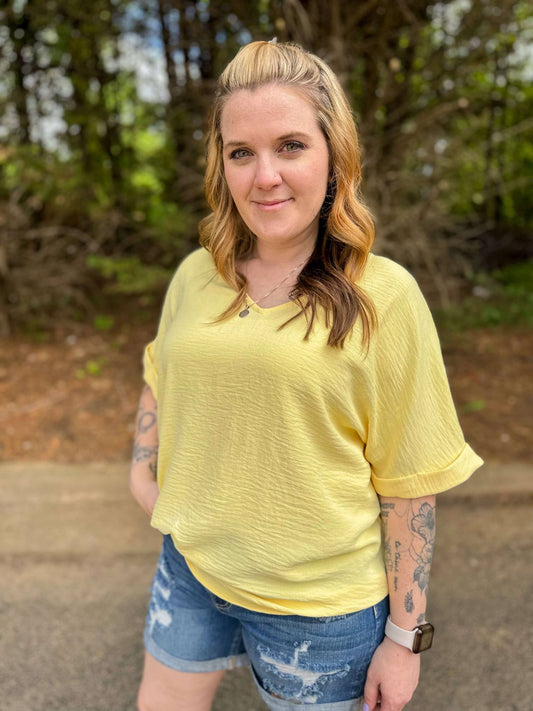 Dolman Sleeve Top in Lemon