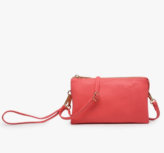 Compartment Wristlet or Crossbody in Coral