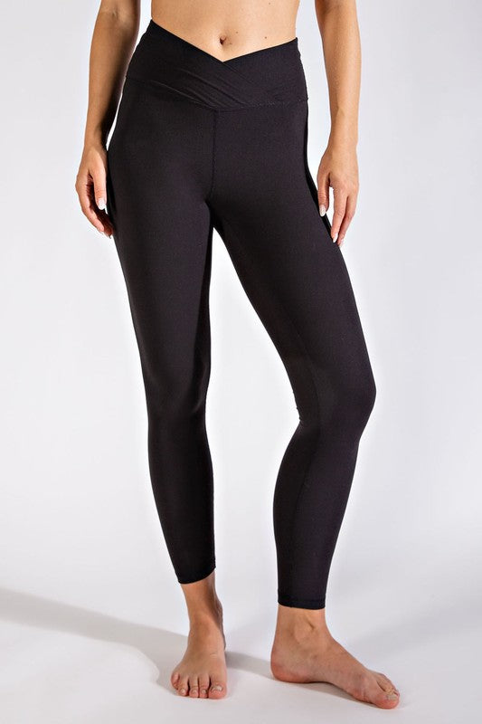 V-Waist Full Length Leggings in Black