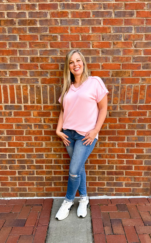 Urban Ribbed Top in Pink