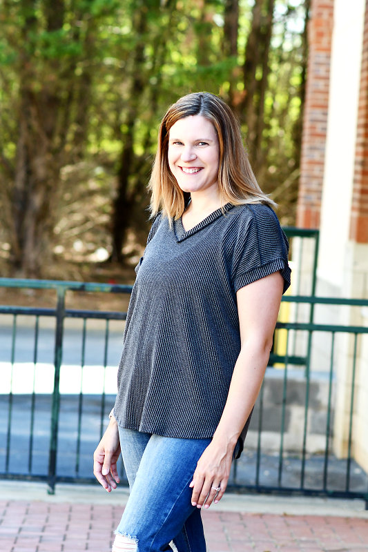 Urban Ribbed Top in Charcoal