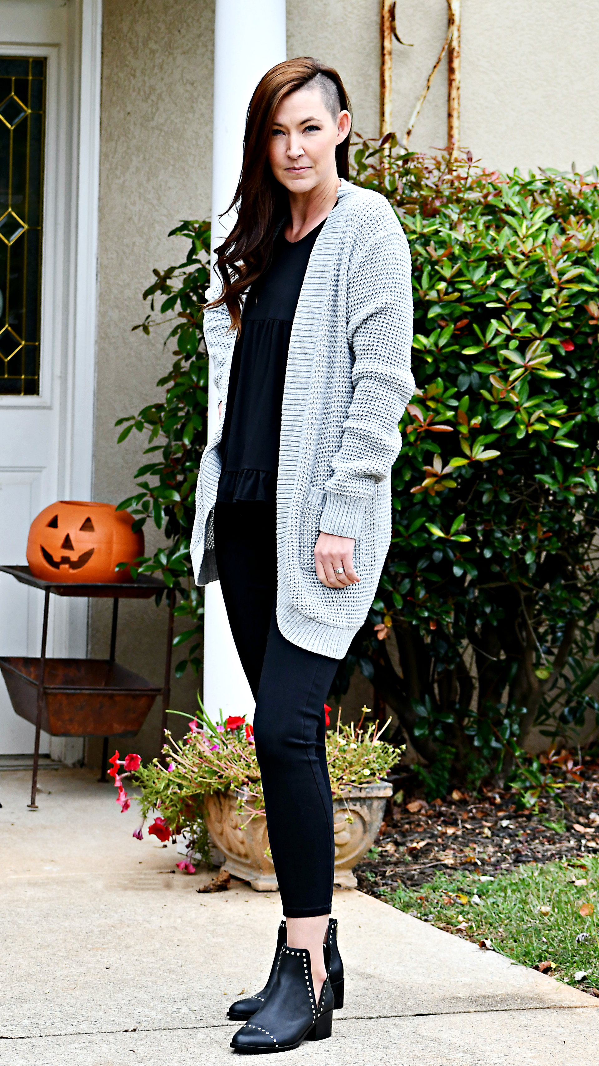 Ribbed Hemming Open Front Knit Cardigan in Grey – Sweet Sassafras