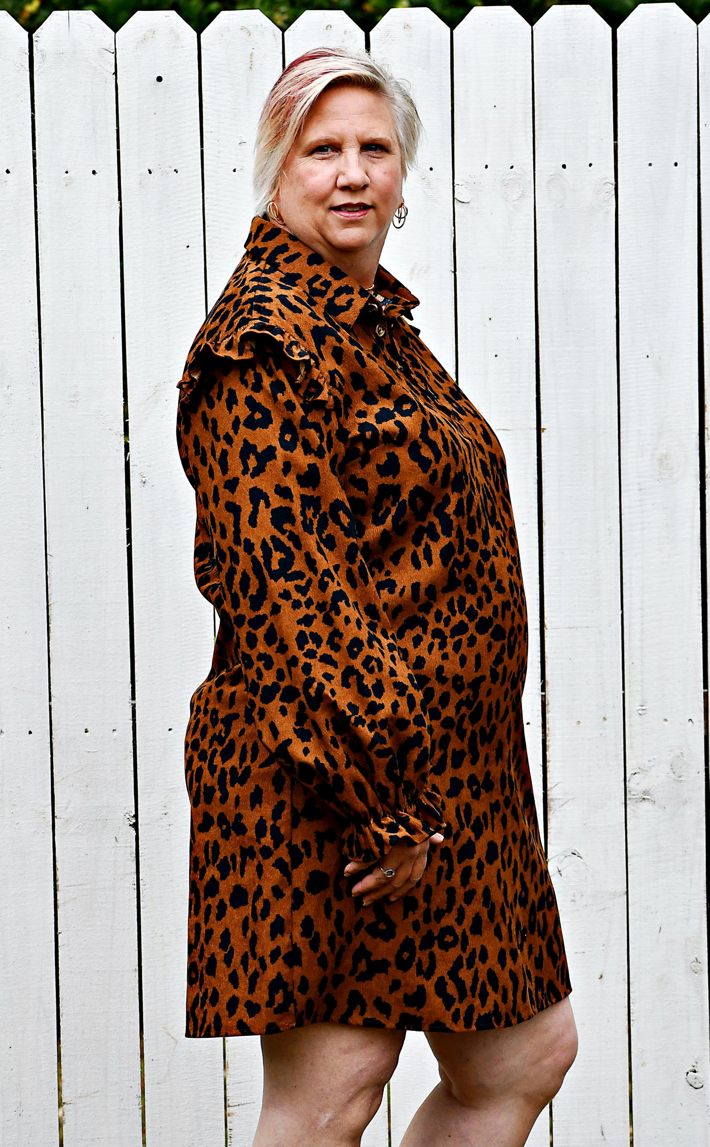 Leopard Print Corduroy Dress in Camel
