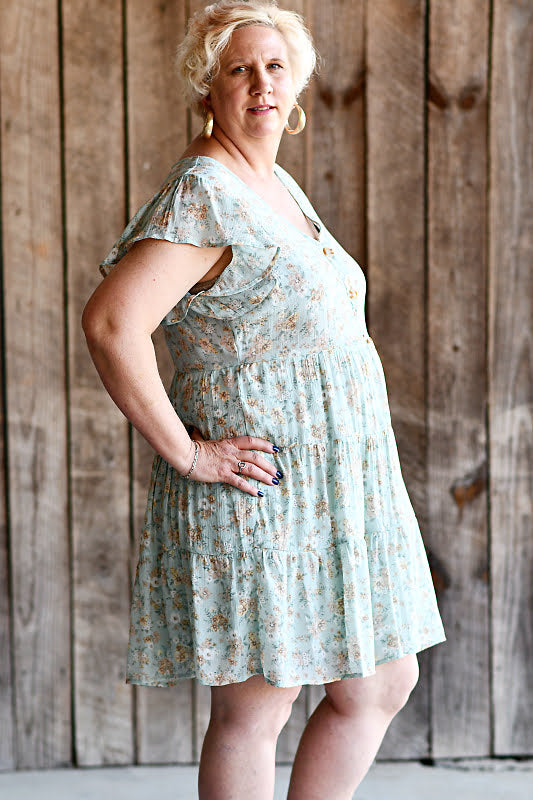 Teal Plus Size Floral Dresses Spring