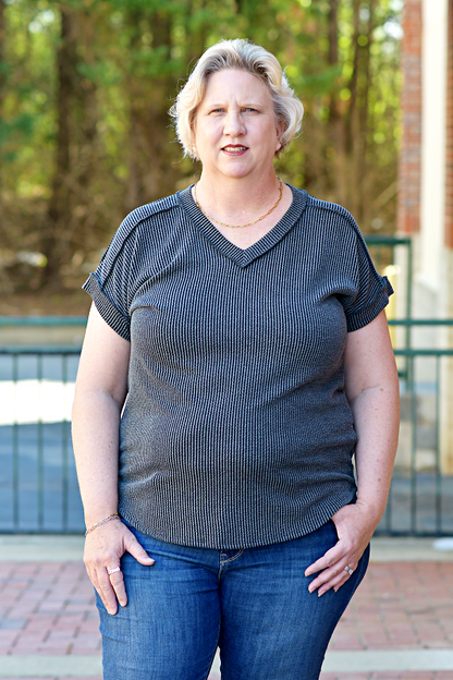 Urban Ribbed Top in Charcoal