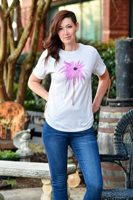 Floral Graphic Tee in Gray