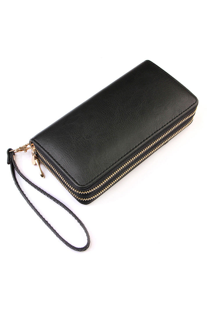 Double Zipper Wallet in Black Sweet Sassafras Boutique