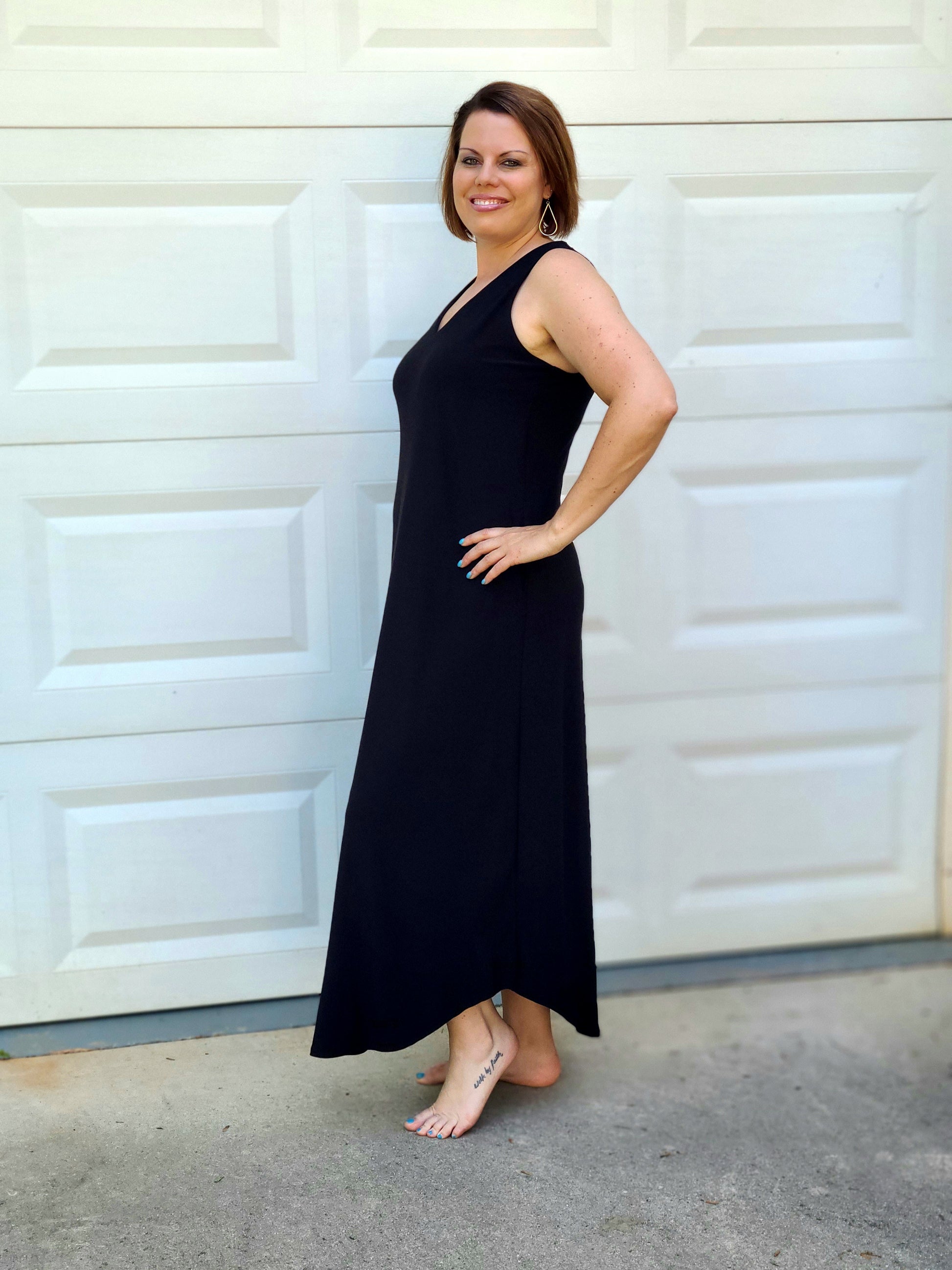 black sleeveless maxi dress plus size Plus Sheer Hem Sleeveless Maxi Dress