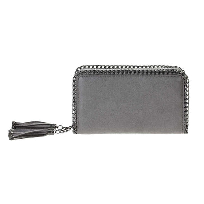 Double Zipper Chain Wallet in Gray