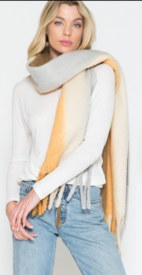 Ombre Brushed Oblong Scarf in Multicolor