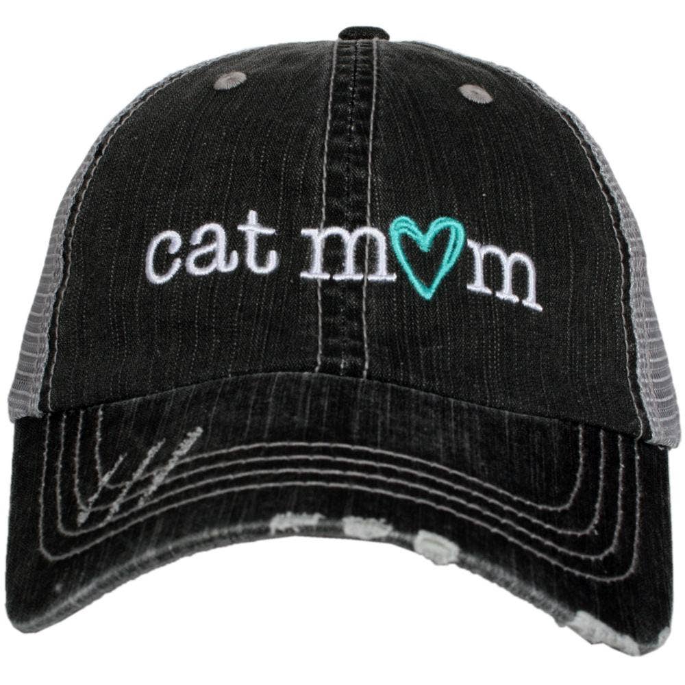 Katydid Cat Mom Trucker Hat in Gray