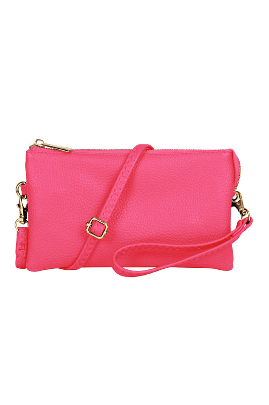 Faux Leather Crossbody / Wristlet Bag in Hot Pink