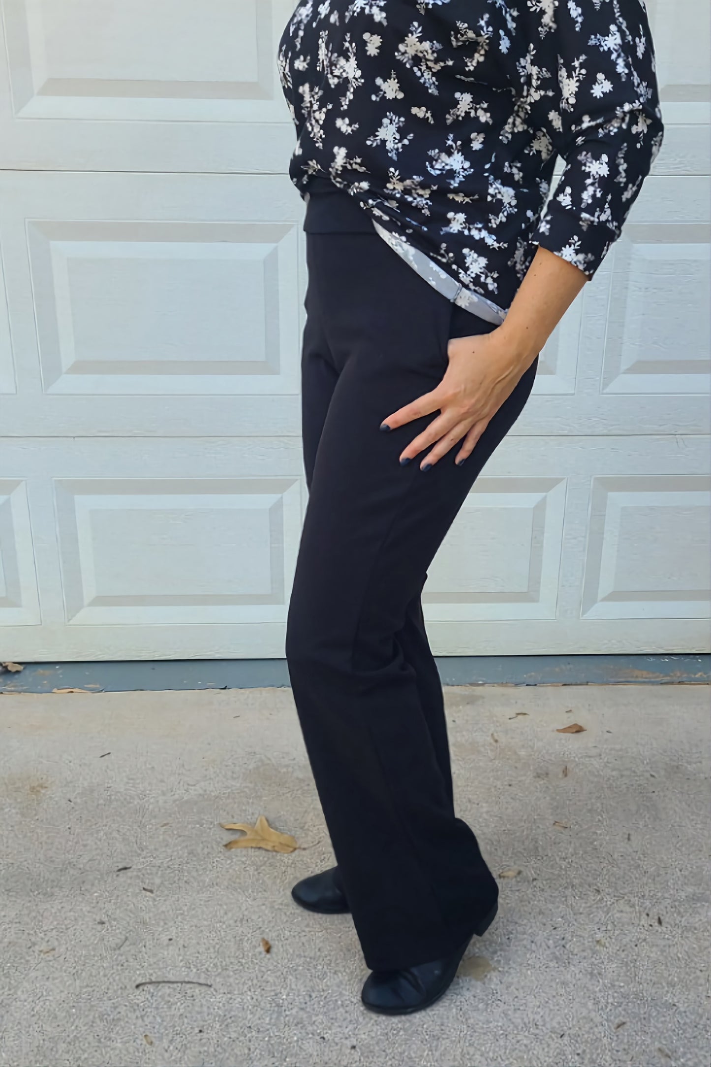 Flare Polyester Pants in Black