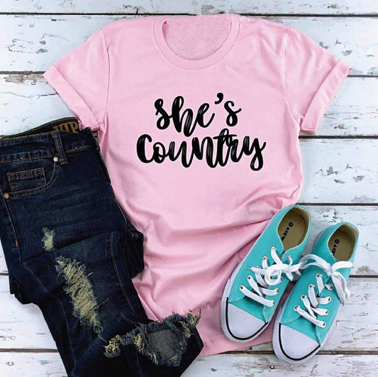 She's Country Graphic Tee in Pink