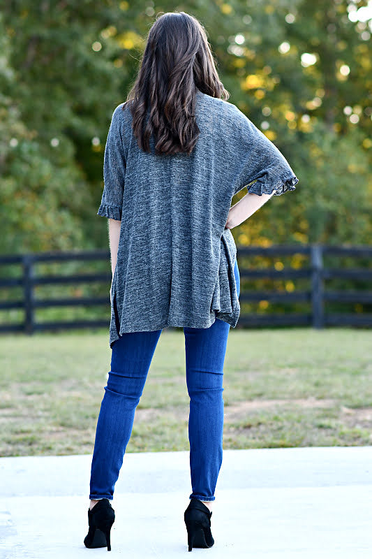 Hacci Open Cardigan in Charcoal